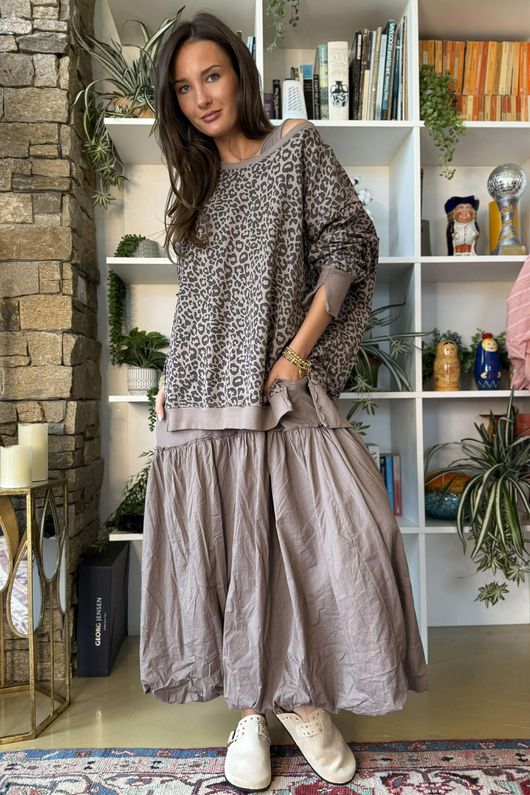 Paloma Bubble Hem Layering Dress Mocha